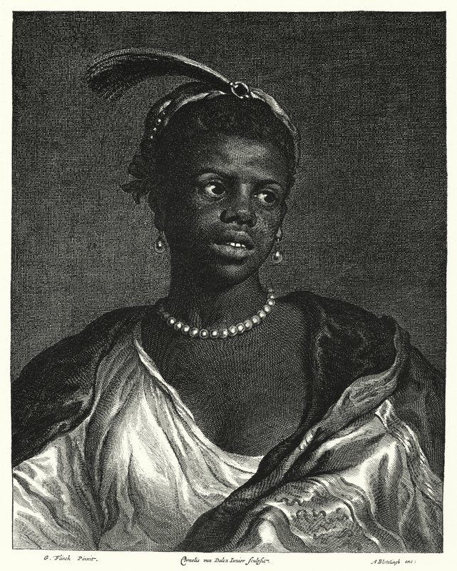 Retrato de una mujer negra de Govaert (after) Flinck