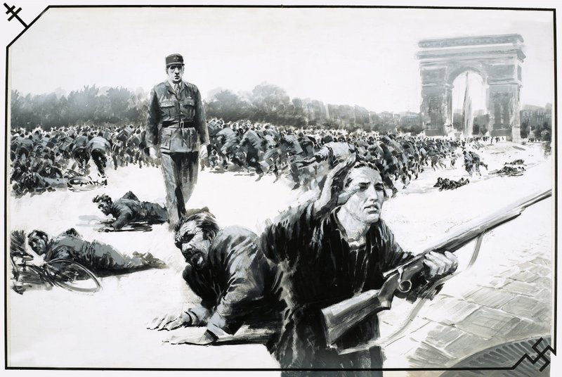 Charles de Gaulle da su paseo de la victoria por los Campos Elíseos durante la liberación de París. de Graham Coton