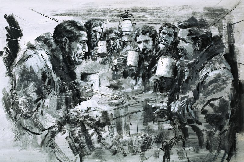 Roald Amundsen y sus compañeros celebran la Navidad de Graham Coton