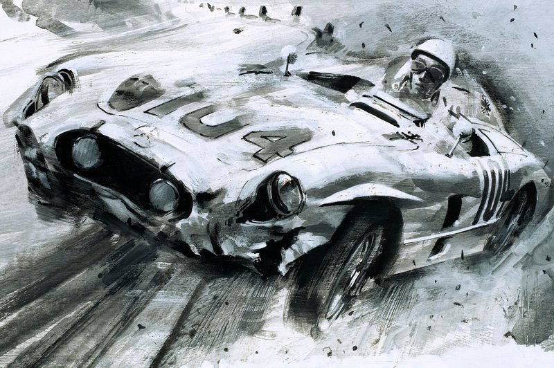 Stirling Moss (gouache sobre papel) de Graham Coton