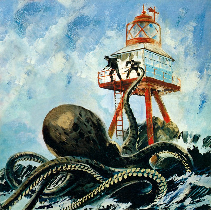 El monstruo de Cayo Serrana (litografía en color) de Graham Coton