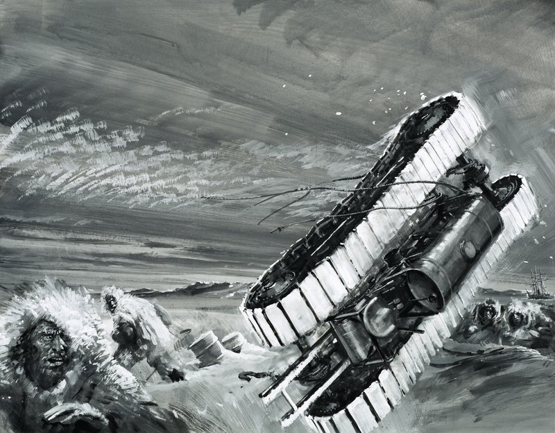Los vientos de la Commonwealth Bay soplan sobre un tractor de nieve de Graham Coton