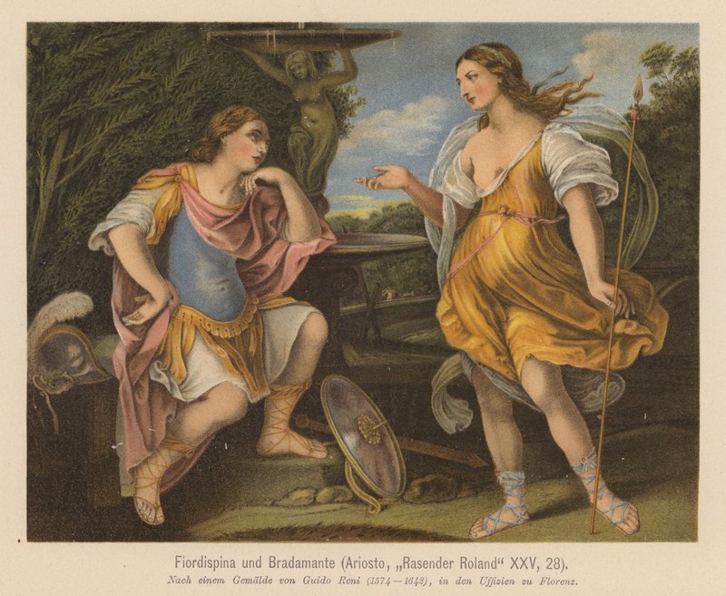 Escena de Orlando Furioso, de Ludovico Ariosto (litografía en color) de Guido (after) Reni