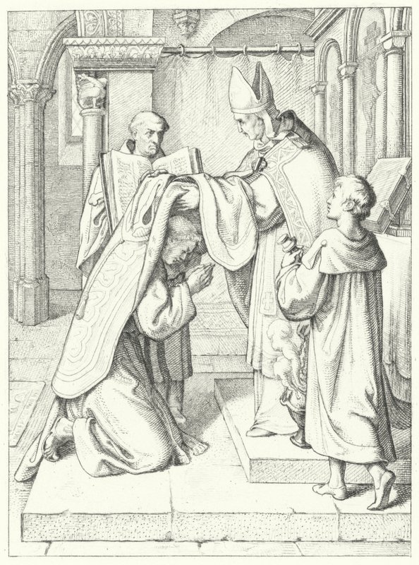 Martín Lutero es ordenado sacerdote por Jerónimo Scultetus, Obispo de Brandeburgo en la Catedral de Erfurt, 3 de abril de 1507 de Gustav Ferdinand Leopold Konig