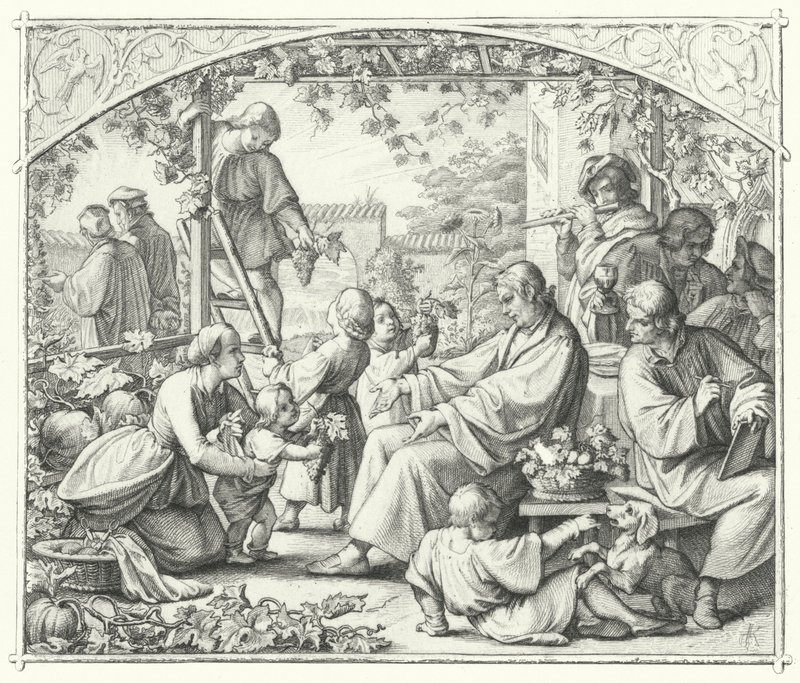 Martín Lutero con su familia y algunos de sus contemporáneos disfrutando del verano de Gustav Ferdinand Leopold Konig