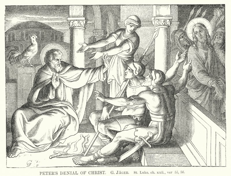 La negación de Pedro, San Lucas, cap. xxii, vers. 55, 56 de Gustav Jager