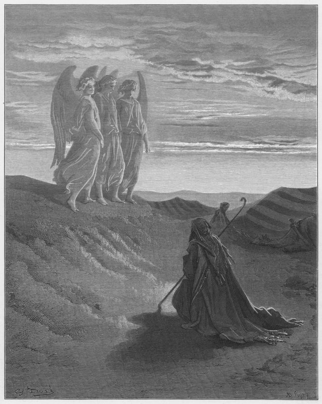 Abraham y los tres ángeles de Gustave Dore