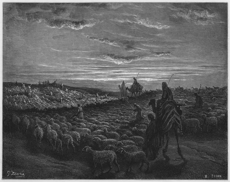Abraham viajando a la tierra de Canaán de Gustave Dore