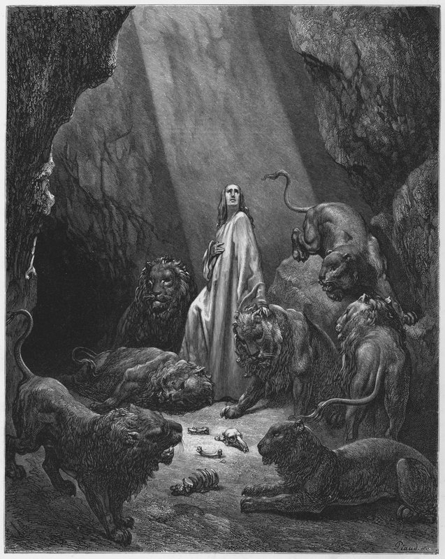 Daniel en el foso de los leones de Gustave Dore
