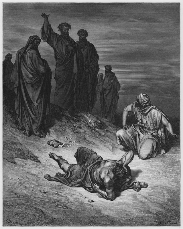 Muerte de Ananías de Gustave Dore