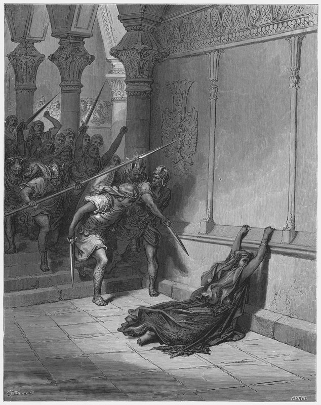 Biblia de Gustave Doré: La muerte de Atalía de Gustave Dore