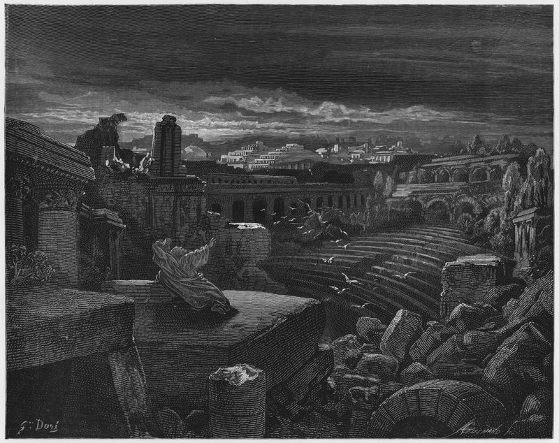 Biblia de Gustave Doré: La visión de Isaías sobre la destrucción de Babilonia de Gustave Dore
