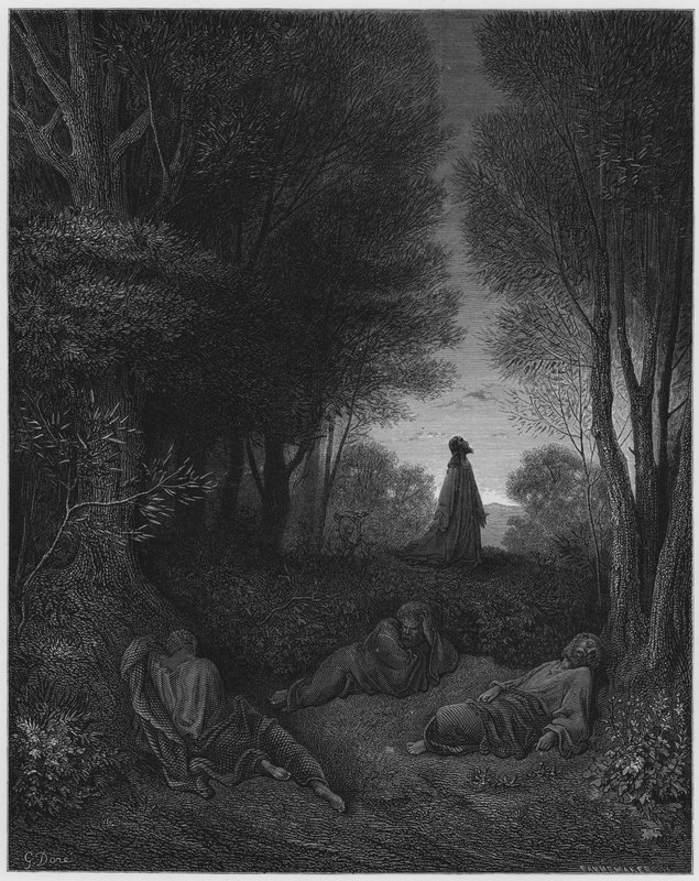 La Biblia de Gustave Doré: Jesús orando en el jardín de Gustave Dore