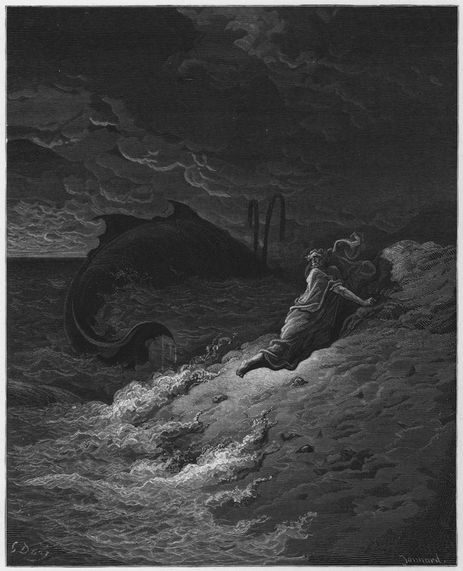 Jonás arrojado por la ballena de Gustave Dore