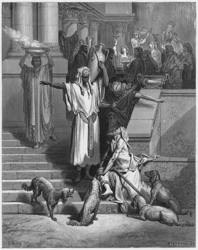 La Biblia de Gustave Doré: Lázaro en la puerta del rico de Gustave Dore