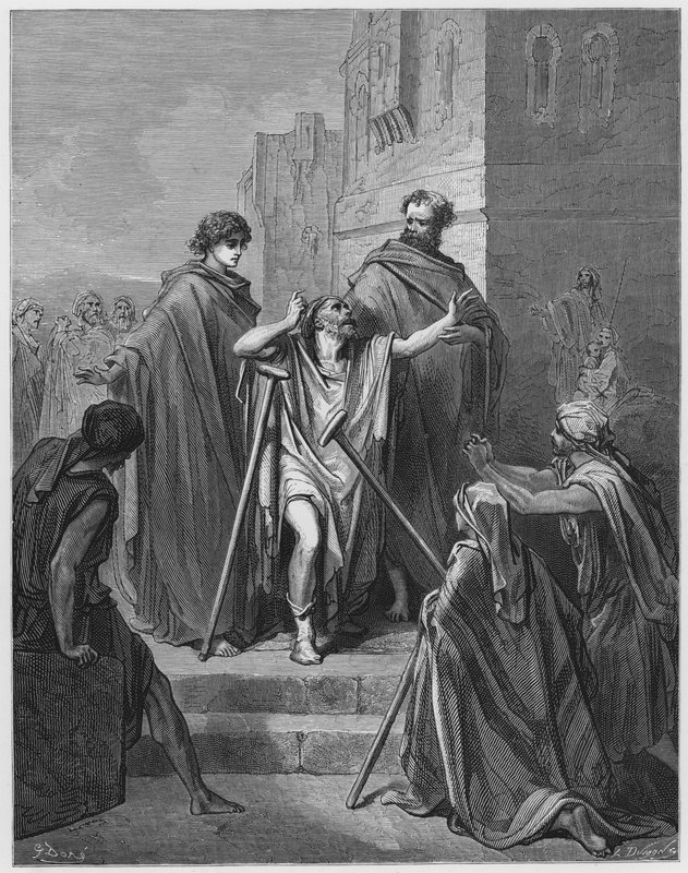 San Pedro y San Juan en la puerta hermosa de Gustave Dore