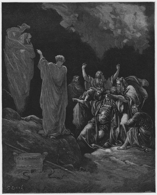 Saúl y la bruja de Endor de Gustave Dore