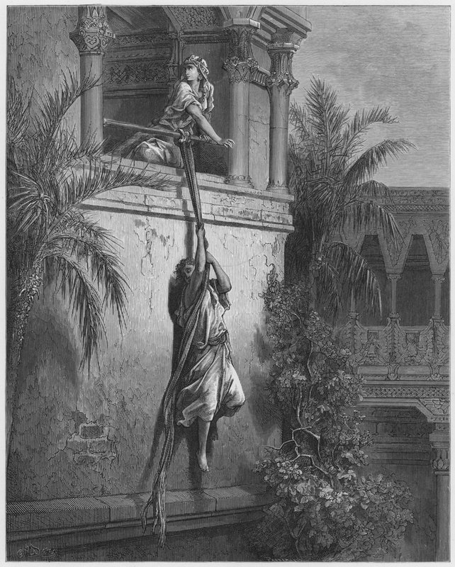 La fuga de David por la ventana de Gustave Dore