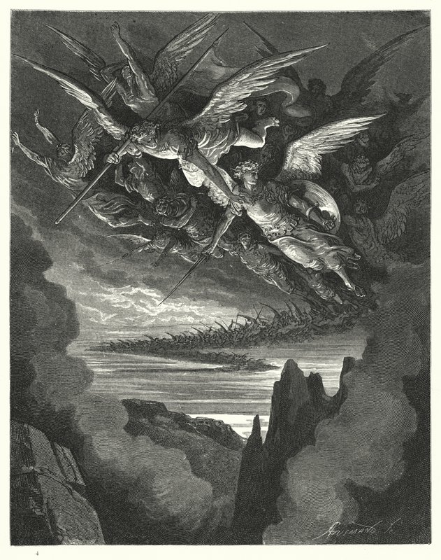 Ilustración de Gustave Doré para El Paraíso Perdido de Milton, Libro I, líneas 344, 345 de Gustave Dore