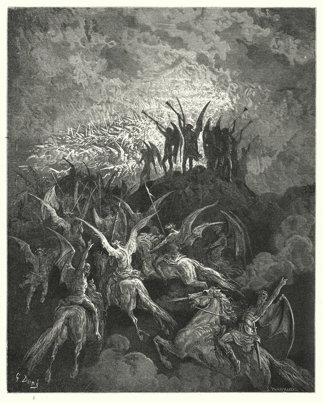 Ilustración de Gustave Doré para El Paraíso Perdido de Milton, Libro I, líneas 757-759 de Gustave Dore