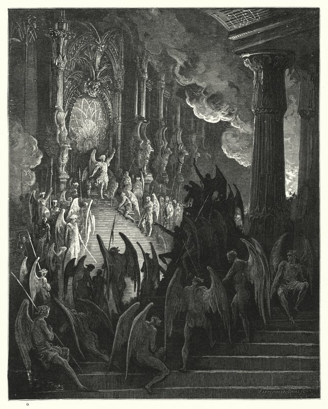 Ilustración de Gustave Doré para El Paraíso Perdido de Milton, Libro II, líneas 1, 2 de Gustave Dore