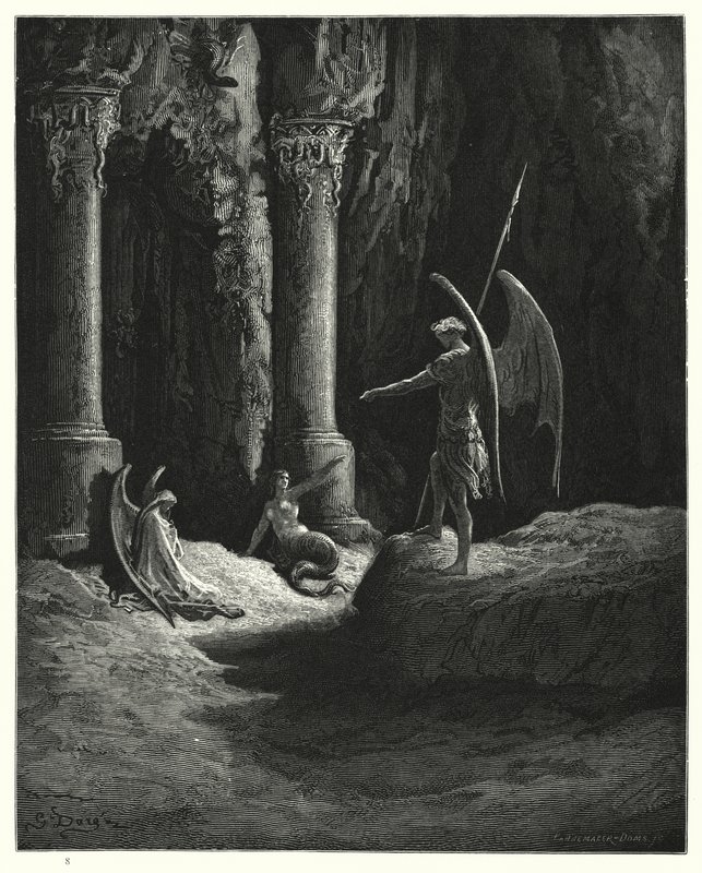 Ilustración de Gustave Doré para El Paraíso Perdido de Milton, Libro II, líneas 648, 649 de Gustave Dore