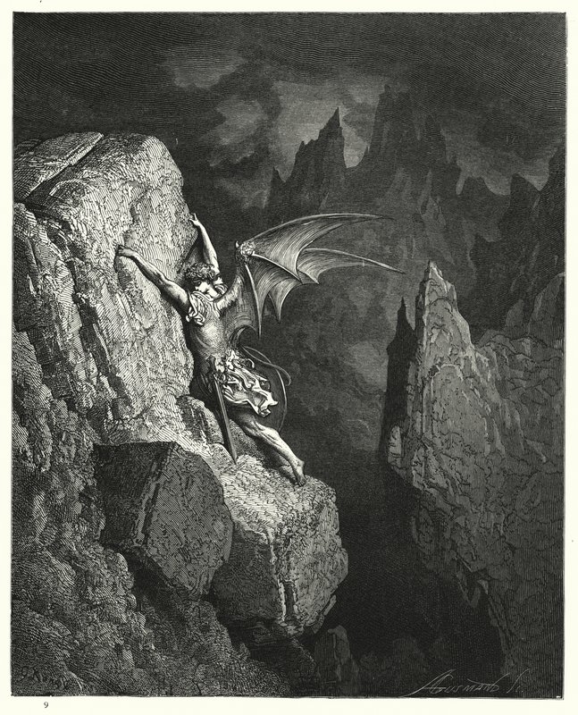 Ilustración de Gustave Doré para El Paraíso Perdido de Milton, Libro II, líneas 949, 950 de Gustave Dore