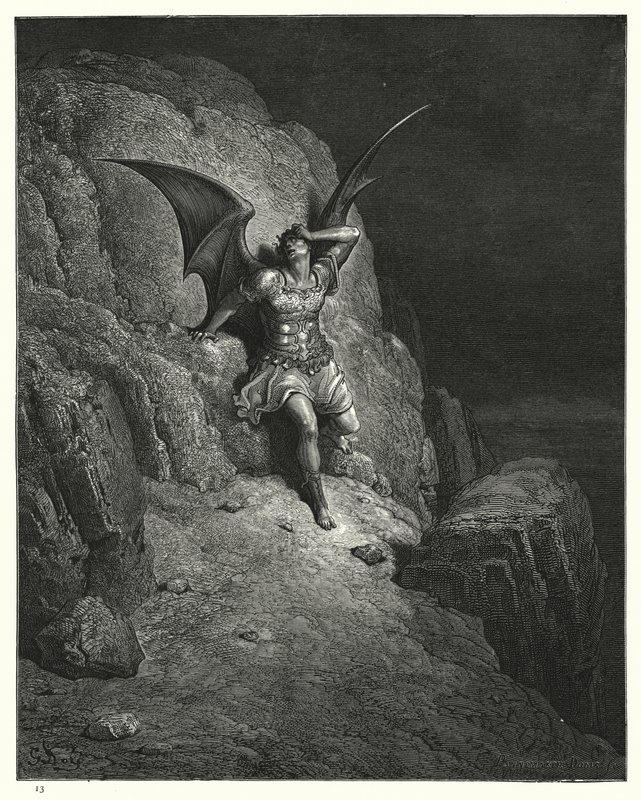 Ilustración de Gustave Doré para El Paraíso Perdido de Milton, Libro IV, líneas 73, 74 de Gustave Dore
