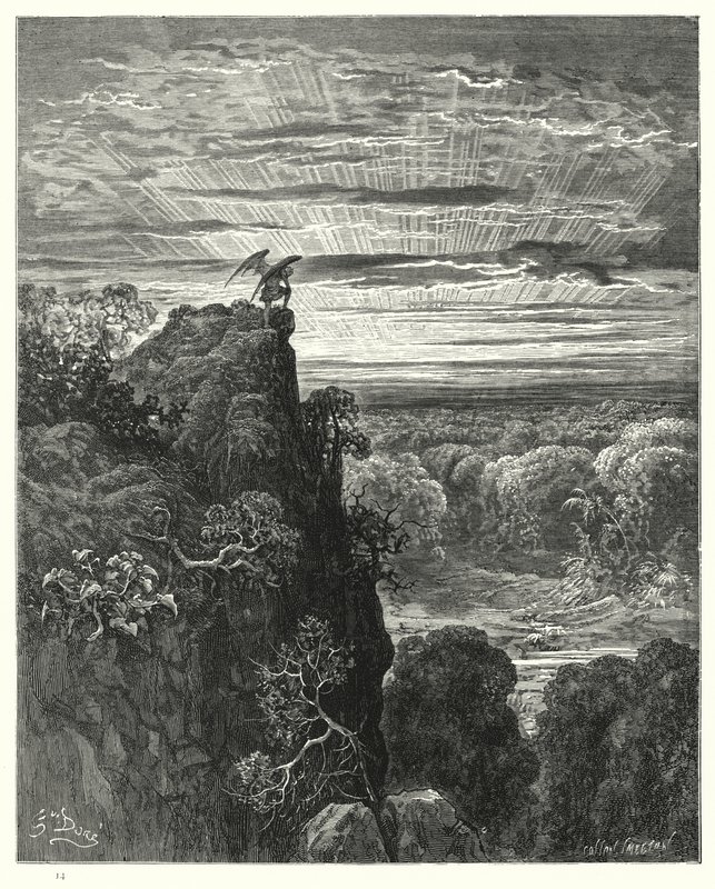 Ilustración de Gustave Doré para El Paraíso Perdido de Milton, Libro IV, líneas 172, 173 de Gustave Dore