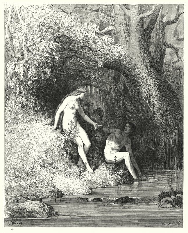 Ilustración de Gustave Doré para El Paraíso Perdido de Milton, Libro IV, líneas 335, 336 de Gustave Dore