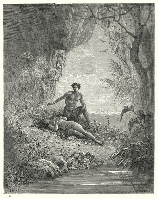 Ilustración de Gustave Doré para El Paraíso Perdido de Milton, Libro V, líneas 12, 13 de Gustave Dore