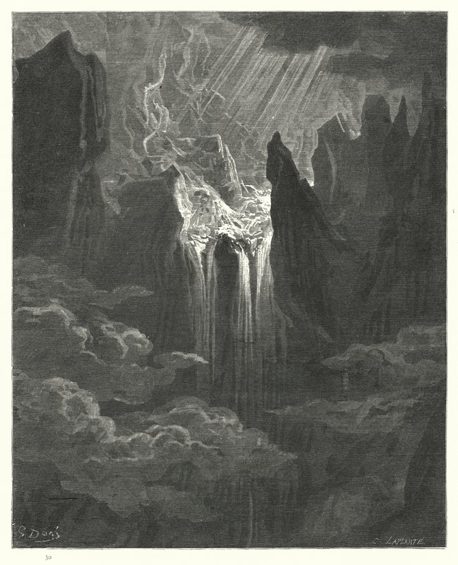 Ilustración de Gustave Doré para El Paraíso Perdido de Milton, Libro VII, líneas 298, 299 de Gustave Dore
