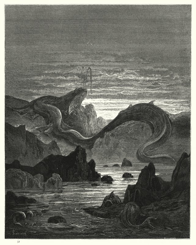 Ilustración de Gustave Doré para El Paraíso Perdido de Milton, Libro VII, líneas 415, 416 de Gustave Dore