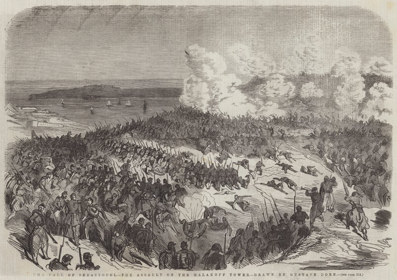 La caída de Sebastopol, el asalto a la Torre Malakoff de Gustave Dore