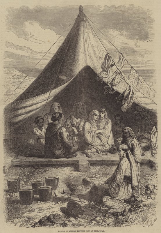 Familia de judíos refugiados moros en Gibraltar de Gustave Janet