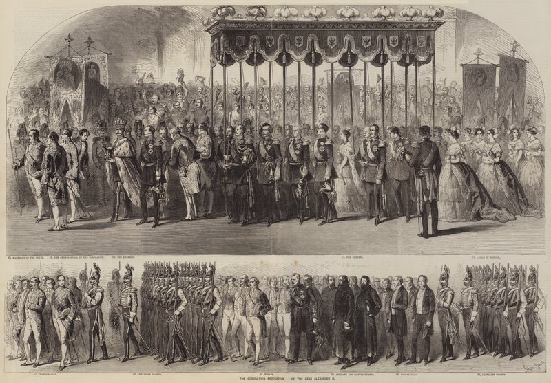 El desfile de coronación del Zar Alejandro II de Gustave Janet