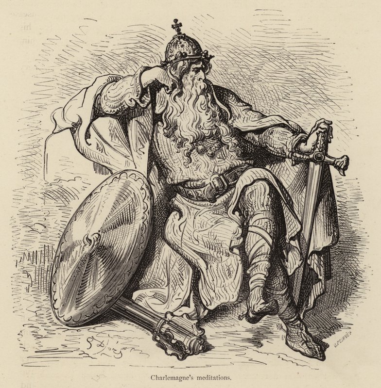 Las meditaciones de Carlomagno de Gustave after Dore