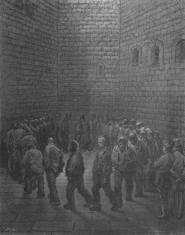 En Prisión, El Paseo de los Detenidos de Gustave after Dore