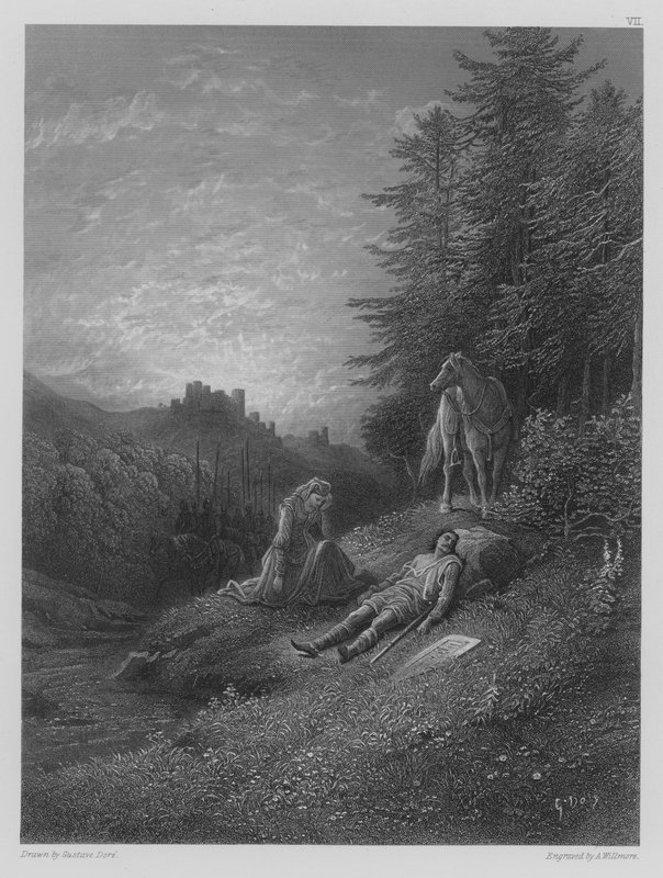 Enid cuida a Geraint de Gustave after Dore