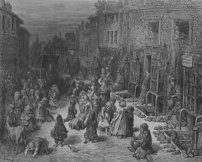 La feria de los zapatos viejos, Dudley-Street de Gustave after Dore