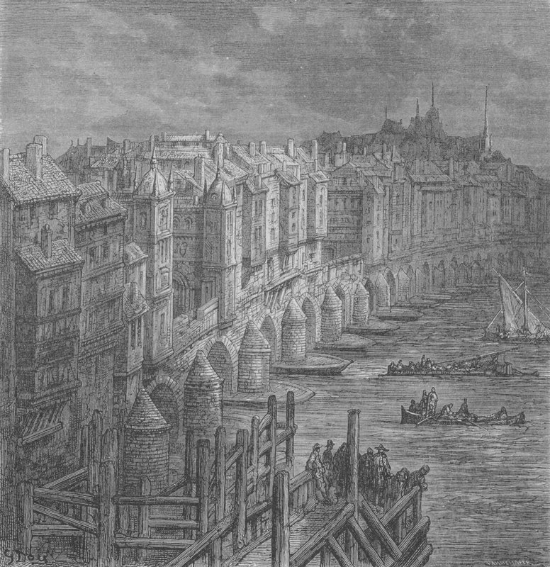 El Puente de Londres en 1694 de Gustave after Dore