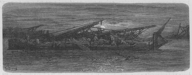 La Tarde en el Támesis, Alrededores de Londres de Gustave after Dore