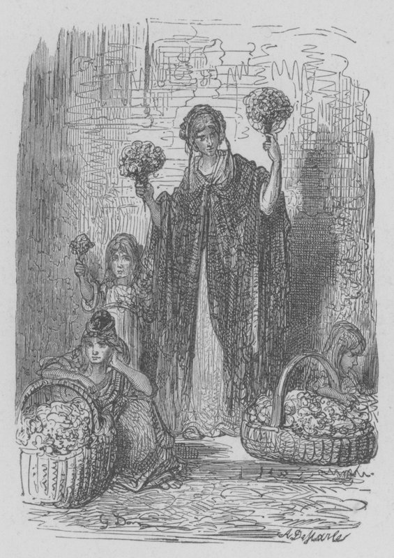 Vendedora de flores de Gustave after Dore
