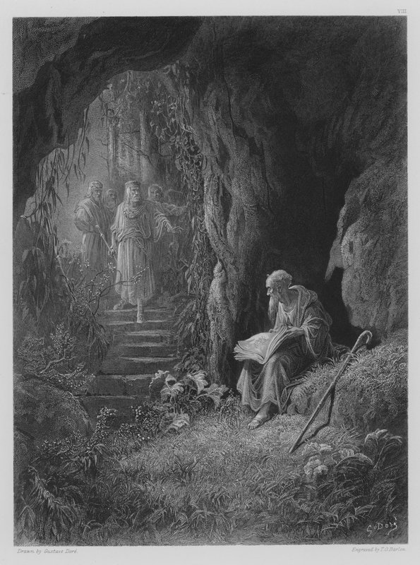 La escena de la cueva de Gustave after Dore