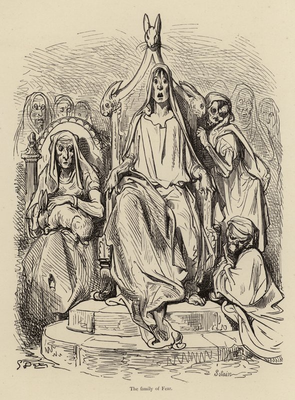 La familia del Miedo de Gustave after Dore