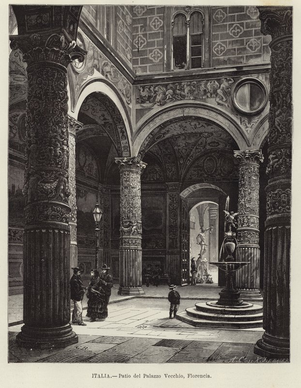 Italia - Patio del Palazzo Vecchio, Florencia de Gustave Bauernfeind