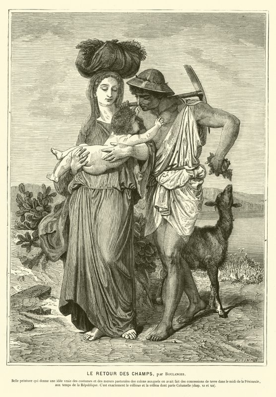 Campesinos romanos antiguos regresando a casa después de un día en los campos de Gustave Clarence Rodolphe Boulanger