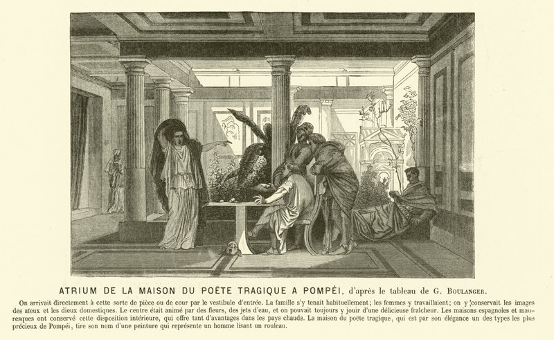 Atrio de la antigua Casa Romana del Poeta Trágico, Pompeya de Gustave Clarence Rodolphe Boulanger