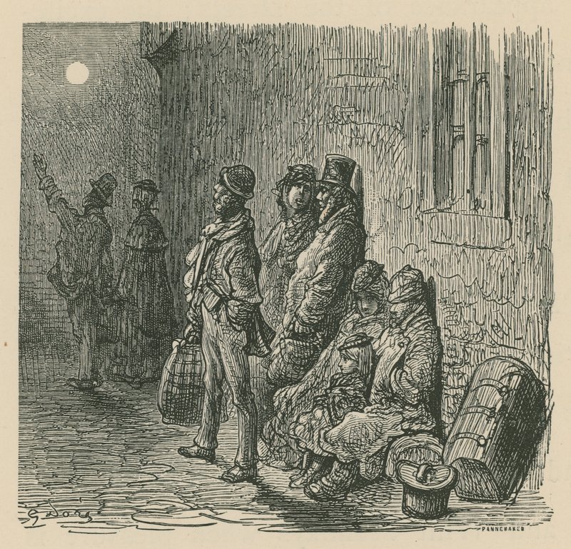 Una escena de la vida en Londres de Gustave Dore