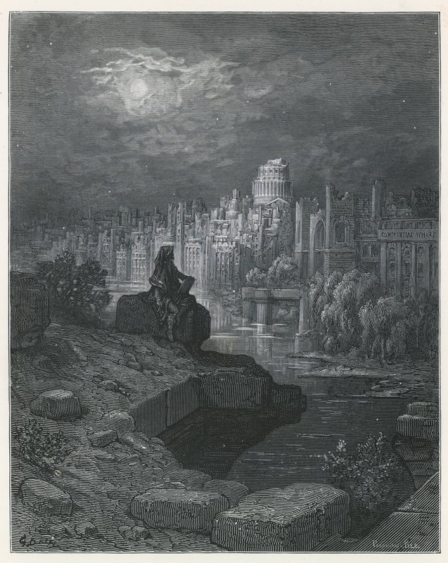 Un Viajero de Nueva Zelanda Contemplando las Ruinas de Londres de Gustave Dore